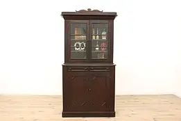 Victorian Farmhouse Antique Walnut Kitchen Pantry Cupboard or Bookcase #44373