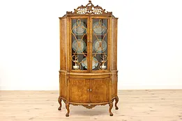 French Design Vintage Olivewood Burl China or Display Cabinet, Bookcase #44449