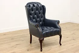 Traditional Georgian Design Vintage Tufted Leather Office Library Chair #44439