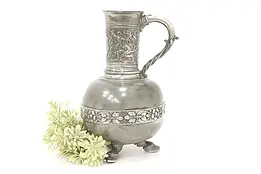 Victorian Antique Pewter Tankard, Pitcher, Ewer, or Vase, Horse Feet #43829