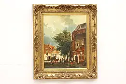 Utrecht Holland Scene Antique Original Oil Painting, Barbiers 27" #43814