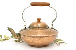 Farmhouse Vintage Copper & Brass Chinese Teapot or Kettle, Taiwan #43918