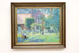 Country House in Spring Vintage Dutch Original Oil Painting 37.5" #44621