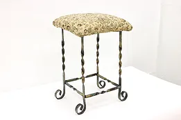 Farmhouse Antique Wrought Iron Bench or Stool New Upholstery #44564
