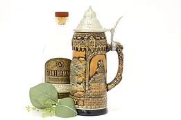 German Folk Art Antique Liter Beer Stein or Mug, Loreley #44528