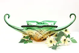 Italian Murano Art Glass Bowl Sculpture, Vintage Blown Glass #44378