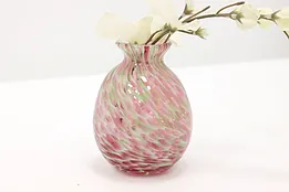 Italian Murano Pink & Green Vintage Blown Art Glass Vase #44389