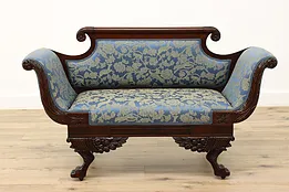 Empire Design Antique Carved Mahogany Petit Settee or Hall Sofa #44405
