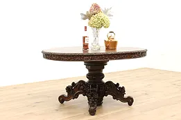 Black Forest Antique Oval Oak Dining, Hall or Breakfast Table, Fruits #44334