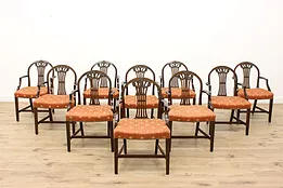 Set of 10 Georgian Vintage Mahogany Dining Chairs, Ram Heads #44622