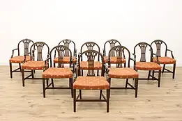 Set of 10 Georgian Vintage Mahogany Dining Chairs, Ram Heads #44622