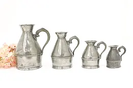 Set of 4 Antique English Pewter Measures, Crown Inspection Stamps, Austen #43581
