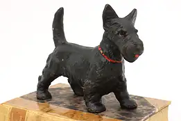 Antique Painted Farmhouse 1920s Scottie Dog Sculpture, Cast Iron #44140