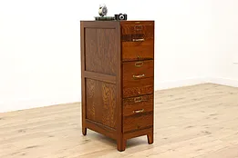 Oak Antique Office or Library 3 Drawer File Cabinet, Automatic #44607