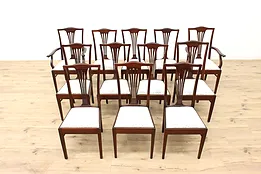 Set of 12 Georgian Vintage Mahogany Dining Chairs, New Upholstery  #44825