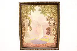 Art Nouveau Vintage Print, Veranda to Waterfall, Louis Seybold 19" #44108