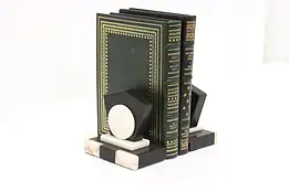 Pair of Art Deco Vintage Geometric Slate and Marble Bookends #44296