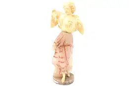 Victorian Antique Statue Rose Toned Alabaster Sculpture of a Woman  #44263