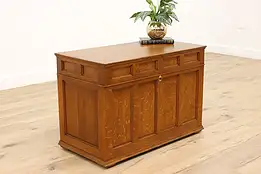 Antique Mission Oak Lift Top Chest or Trunk, Paneled Sides #44681