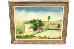 Impressionistic Landscape with Trees, Vintage Original Oil Painting 34" #44643