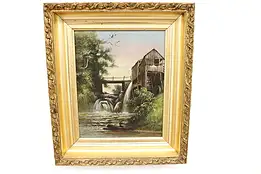 Mill & Stream Original Oil Painting Atwood 1921 14"  #41502