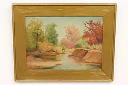 Trees Along Riverbank Original Oil Painting Sarkis Erganian 15.5" #43737