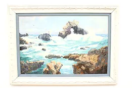 Arch Rock Corona del Mar CA Original Vintage Oil Painting, Goodall 44.5" #44647