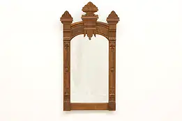 Victorian Antique Carved Walnut & Burl Hall Mirror #42159