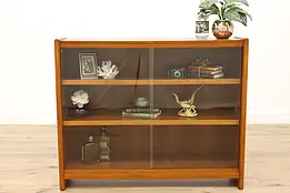 Midcentury Modern 60s Vintage English Bookcase, Sliding Glass Doors, CWS #35344