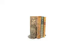 Pair of Antique Bronze Finish Bookends,Clipper Ship & Captain #44107