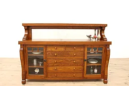 Arts & Crafts Antique Oak Craftsman Sideboard Server or Buffet, Mirror #43368