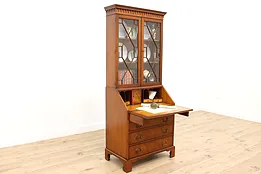 Traditional Georgian Vintage Mahogany Secretary Desk & Bookcase, Colby #44674