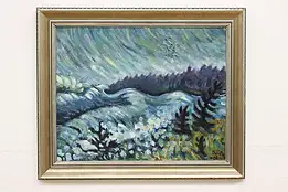 December Gale Vintage Original Acrylic Painting Acadia Park ME Philip 34" #44576