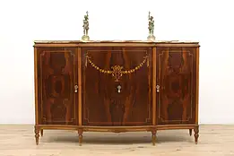 Walnut Burl & Marquetry Antique Italian Bar or China Cabinet, Onyx Top #34523