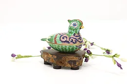 Chinese Cloisonne Traditional Vintage Inlaid Enamel Quail on Stand #44545