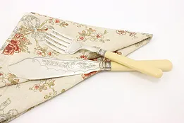 Victorian Antique English Silver Fish Carving Knife & Fork Serving Set #44950