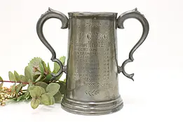 Victorian English Antique Pewter Boat Trophy Stein or Mug Cambridge 1886 #44959