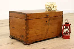 Farmhouse Antique 1840s Small Child Size Pine Immigrant Chest or Trunk #45015