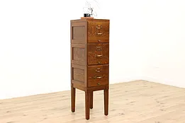 Traditional Antique Oak Stacking 3 Drawer Office or Library File Cabinet #42734