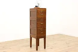 Traditional Antique Oak Stacking 3 Drawer Office or Library File Cabinet #42734