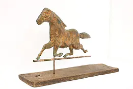 Farmhouse Salvage Vintage Copper Horse Weathervane Barn Board Base #45008