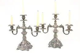 Pair of Antique Victorian Silverplate Triple Candelabra, Reed & Barton #44667