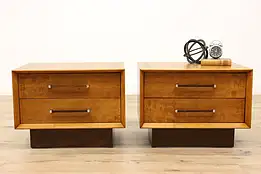 Pair of Midcentury Modern Vintage Walnut Nightstands, End Tables, Lane #44897