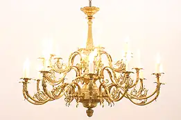 Traditional Antique 24 Candle Antique 45" Brass 3 Tier Chandelier #43835