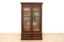 Victorian Eastlake Antique Carved Walnut Office or Library Bookcase #34898