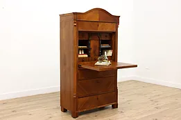 Biedermeier Antique Mahogany 1840s Drop Front Secretary Desk #36629