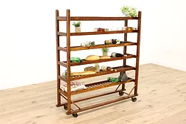 Farmhouse Antique Rustic Rolling Bakery Cooling Rack or Wine Holder #37789