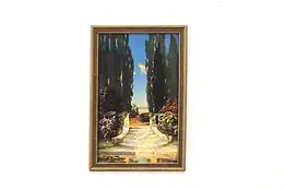 Art Deco Steps Leading To Pond Antique Art Print, R. Atkinson Fox 17.5" #44719