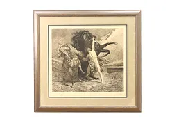 Automedon & The Horses of Achilles Antique Engraving, Regnault 42.5" #45119