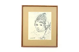 Young Child Vintage Midcentury Modern Original Signed Print, Cucaro 22.5" #45118
